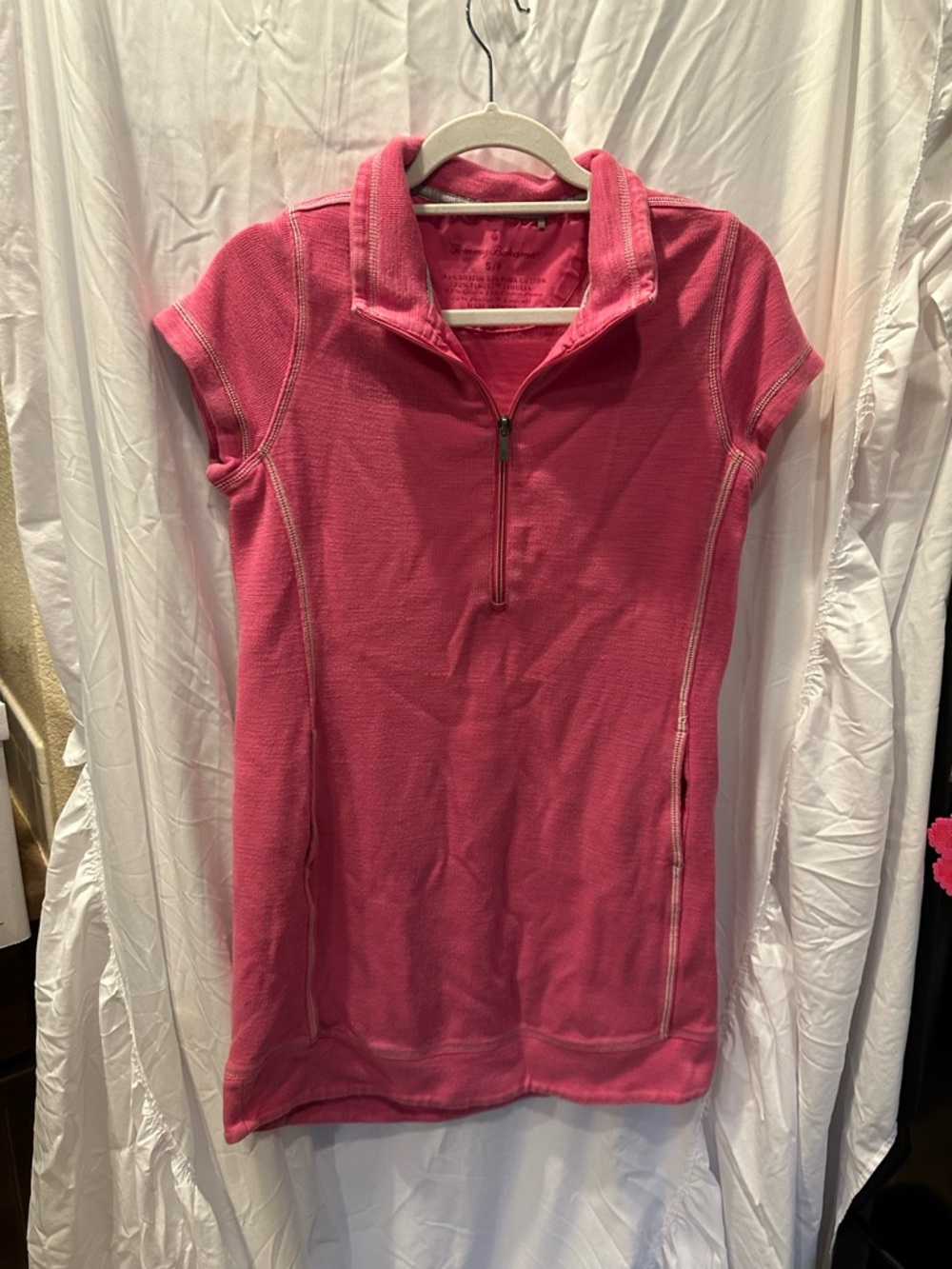 Women’s Pink Short-Sleeve Quarter-Zip Top-  tommy bahama - small